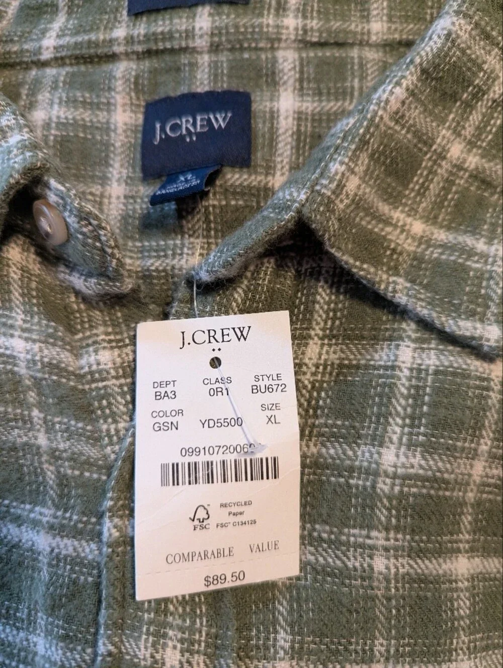 J Crew Classic Long Sleeve Button Up Shirt Size XL BNWT